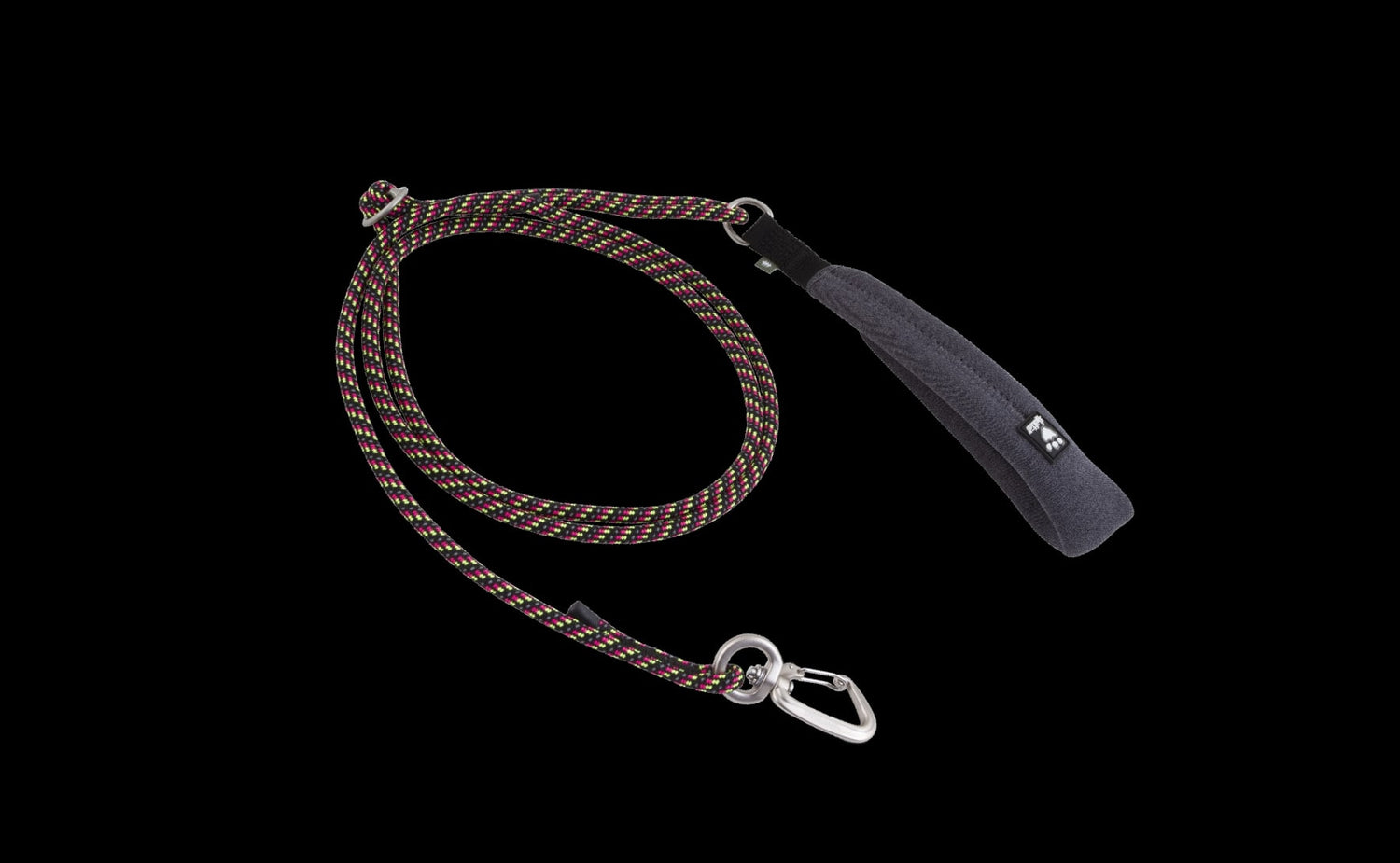 Adjustable leash Neon licorice with reflectors woven into the rope.