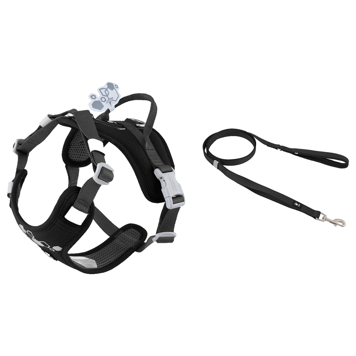 Hurtta Weekend Warrior Harness II ECO and Weekend Warrior Standard Leash set in Raven