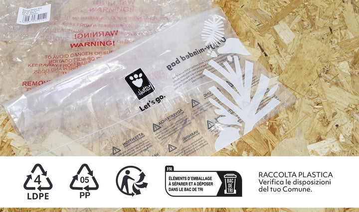<p><strong>Sort & recycle protective plastic bags</strong><br/></p><p>Sort and recycle plastic bags used to protect products during transport in plastic recycling collection bins. The plastic protective bag must be clean, but there is no need to remove tape or stickers before recycling. You can identify packaging approved for plastic packaging recycling by the codes printed in the triangle recycling symbol, e.g. LDPE 4, and PP 05.</p>
