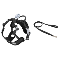 Hurtta Weekend Warrior Harness II ECO and Weekend Warrior Standard Leash set in Raven