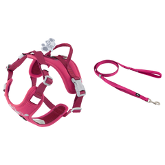 Hurtta Weekend Warrior Harness II ECO and Weekend Warrior Standard Leash set in Ruby